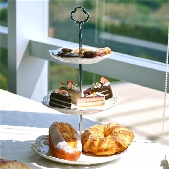 3 Tier Cupcake Stand Porcelain Dessert Cake Stand Wedding Tea Party Birthday - Picture 6 of 7